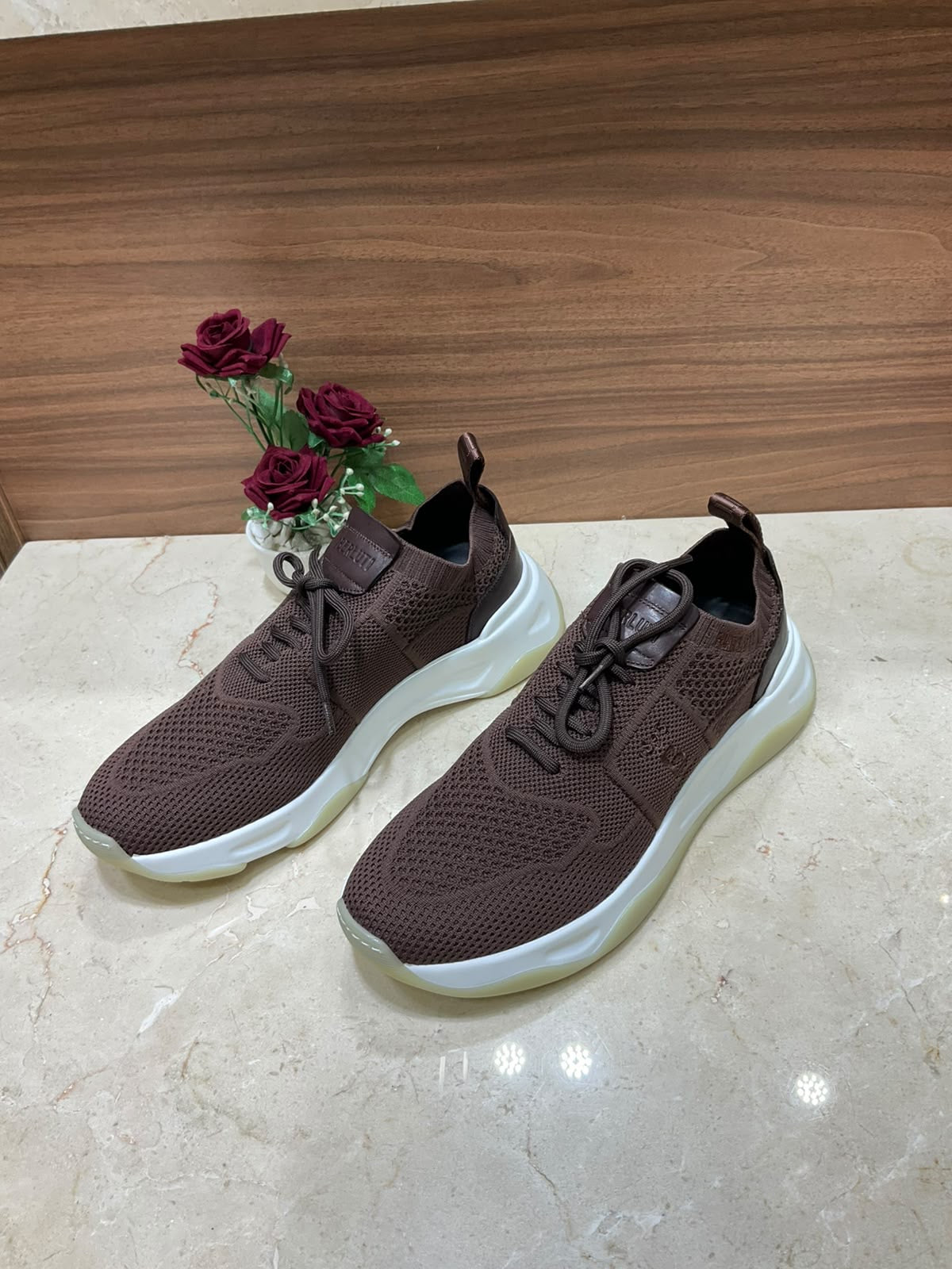 Espadrilles Berluti - Shadow - Maille et Cuir - Marron Foncé