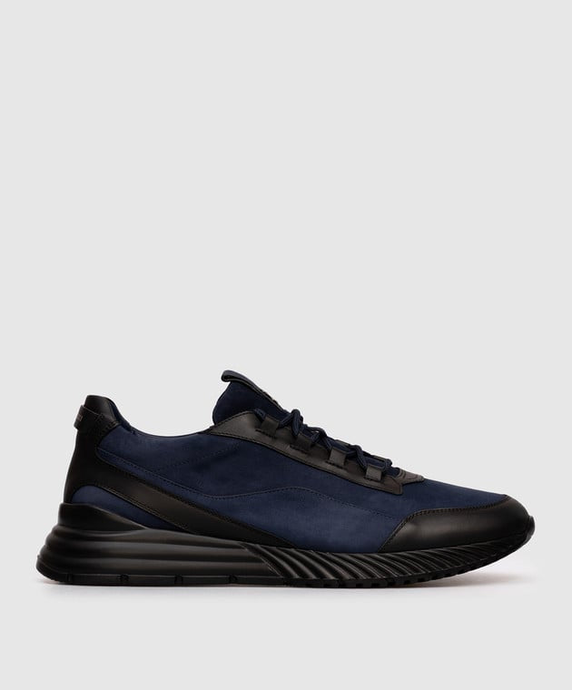 STEFANO RICCI Blue nubuck sneakers with logo