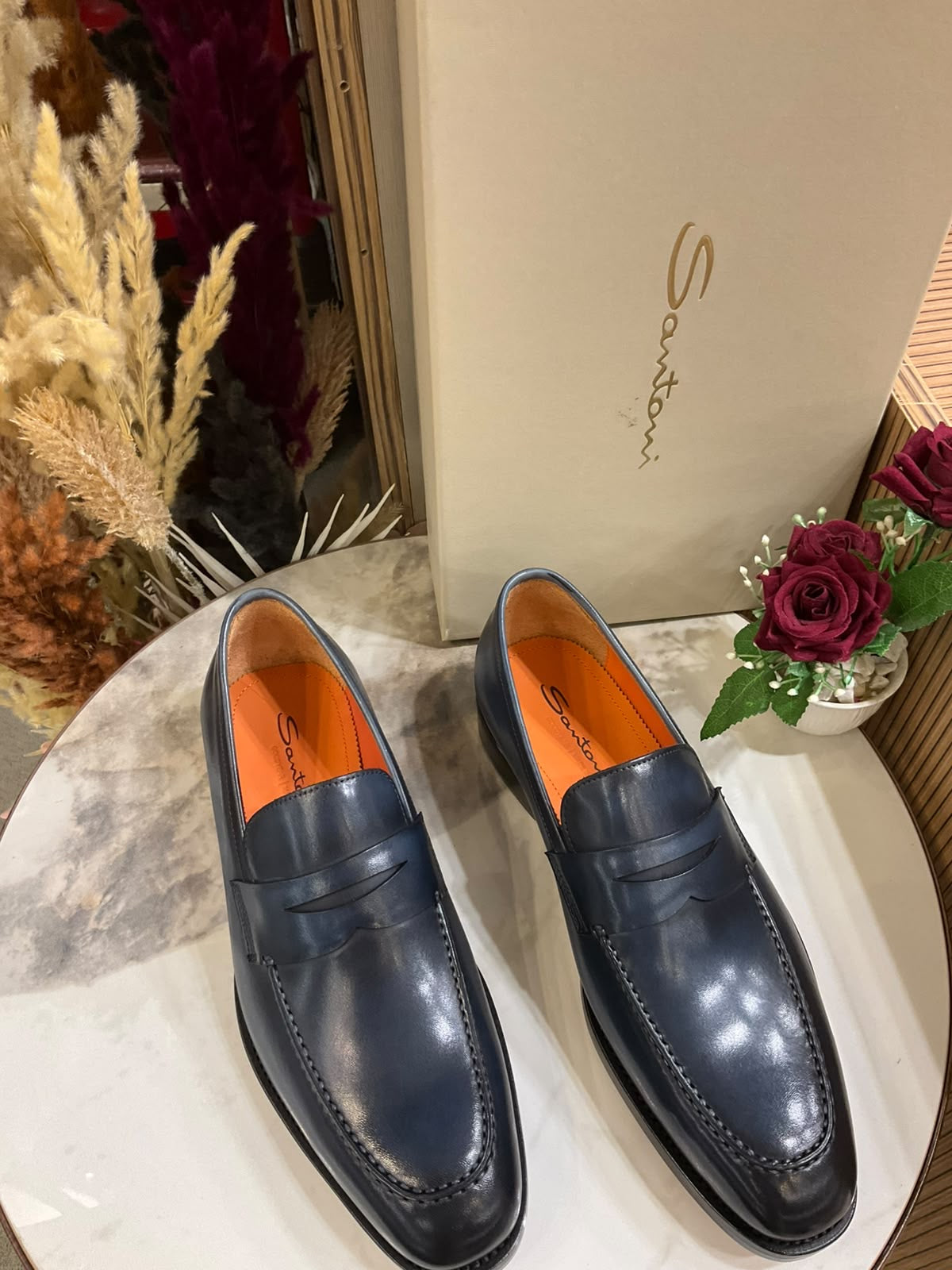 Mocassin Santoni - Penny Carlo - Cuir - Bleu