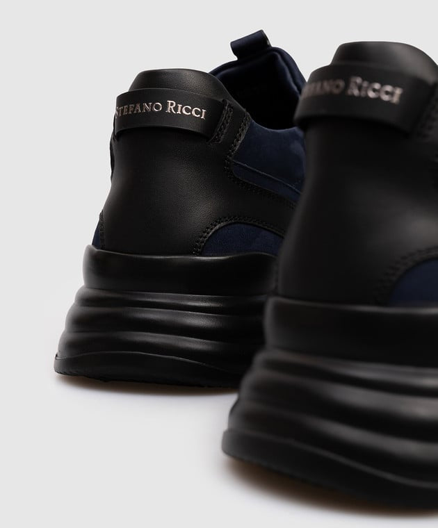 STEFANO RICCI Blue nubuck sneakers with logo