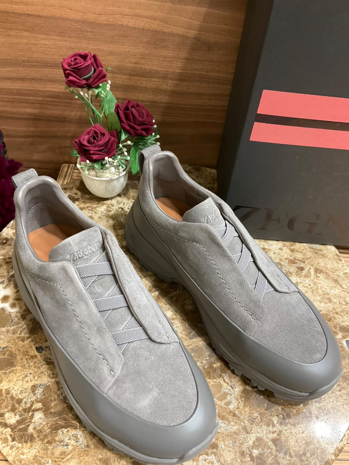 Espadrilles Zegna - Triple Stitch™ - Monte en Cuir et Veau Velours - Gris