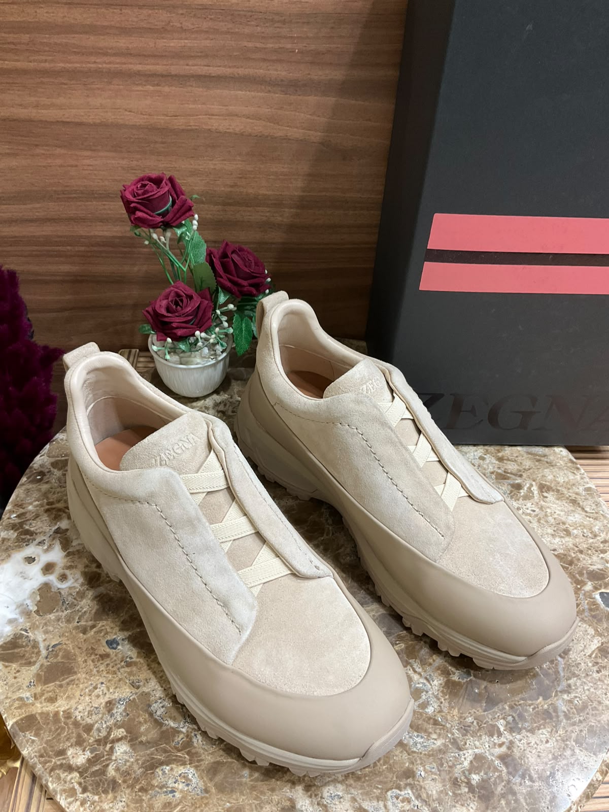 Espadrilles Zegna - Triple Stitch™ - Monte en Cuir et Veau Velours - Beige