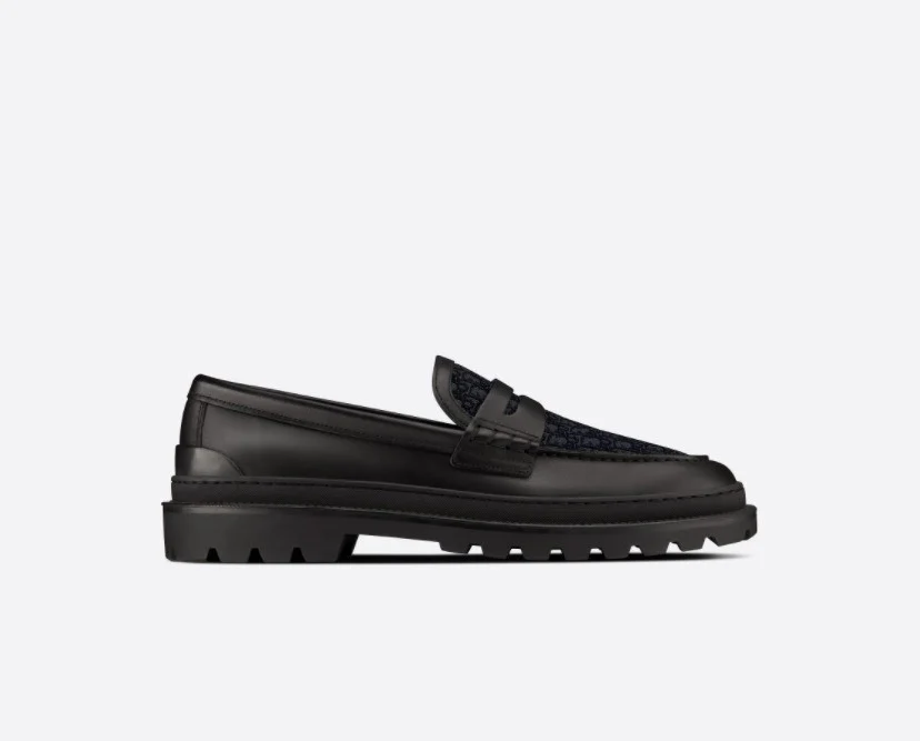 MOCASSINS DIOR EXPLORER JACQUARD OBLIQUE EN NOIR/GRIS