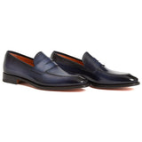 Mocassin Santoni - Penny Carlo - Cuir - Bleu