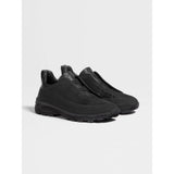 Espadrilles Zegna - Triple Stitch™ - Monte en Cuir et Veau Velours Noir
