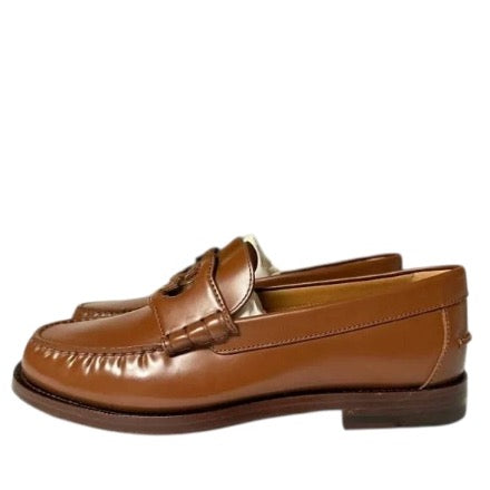 MOCASSIN GUCCI A MEDAILLON GG ENTRELACE EN MARRON CARAMEL