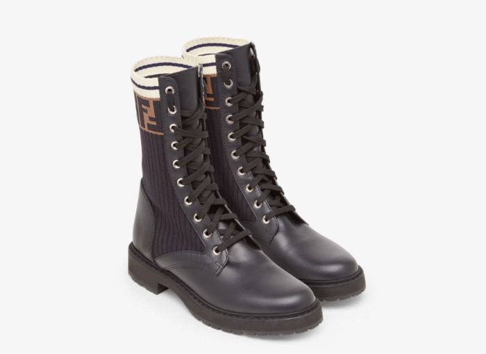 BOTTES FENDI ROCKOKO AVEC STYLE STRETCH EN NOIR
