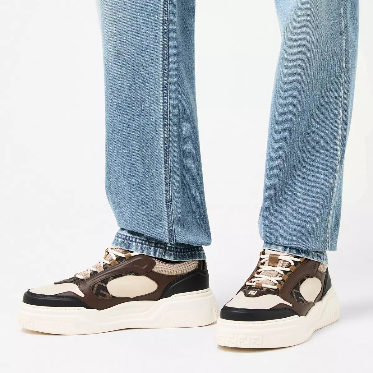 FENDI FORCE Multicolor leather BROWN