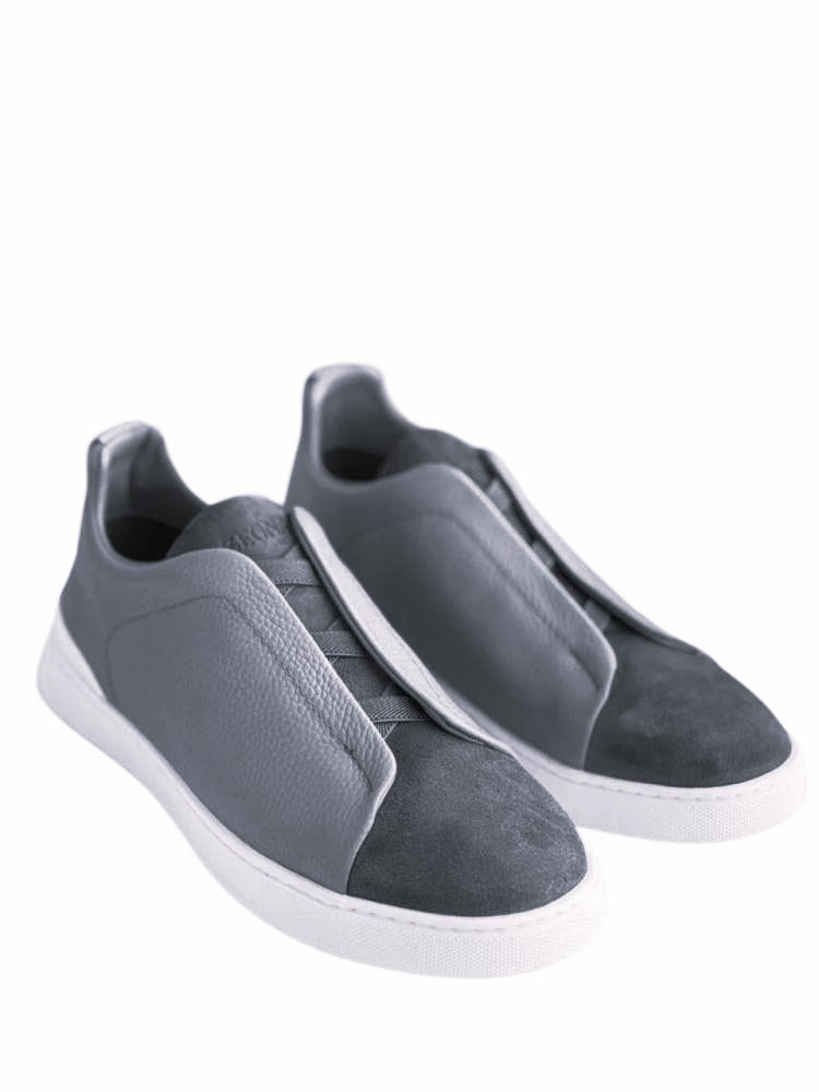BASKETS ZEGNA TRIPLE STITCH™ SECONDSKIN EN DAIM ET CUIR GRIS