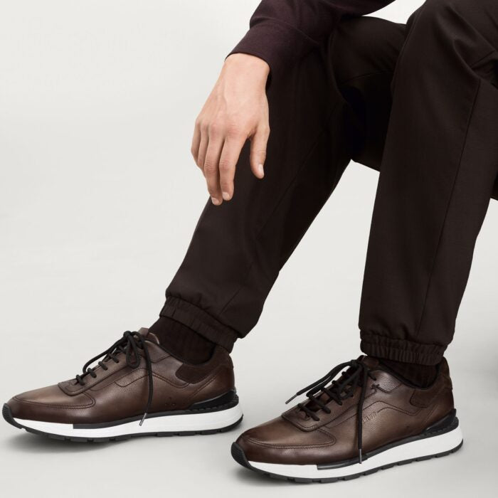 BASKETS FAST BERLUTI TRACK EN CUIR DE VEAU EN MARRON CAFE