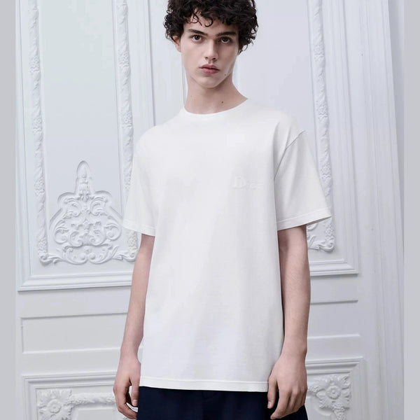 T-Shirt Christian Dior - Logo Brodé - Coupe Relax - Blanc