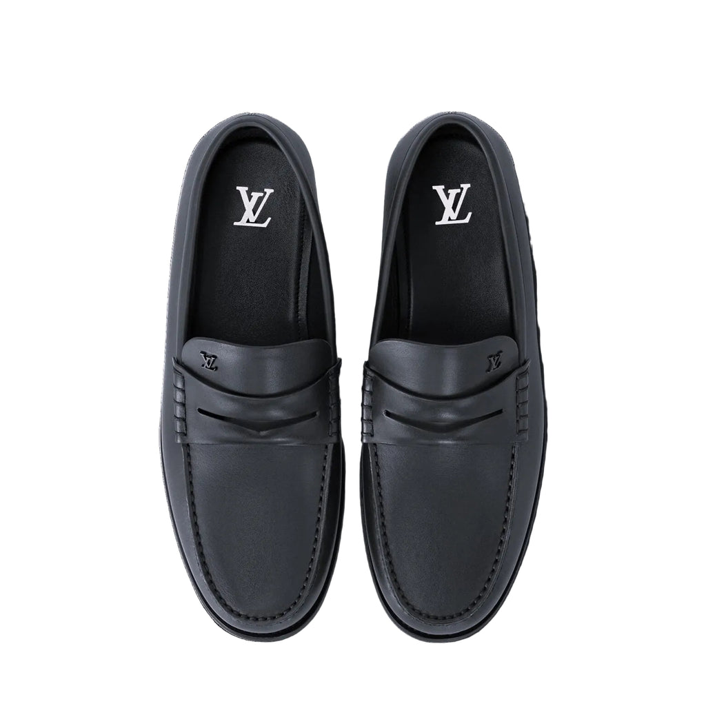MOCASSIN LOUIS VUITTON « LOUIS » EN NOIR BRILLANT