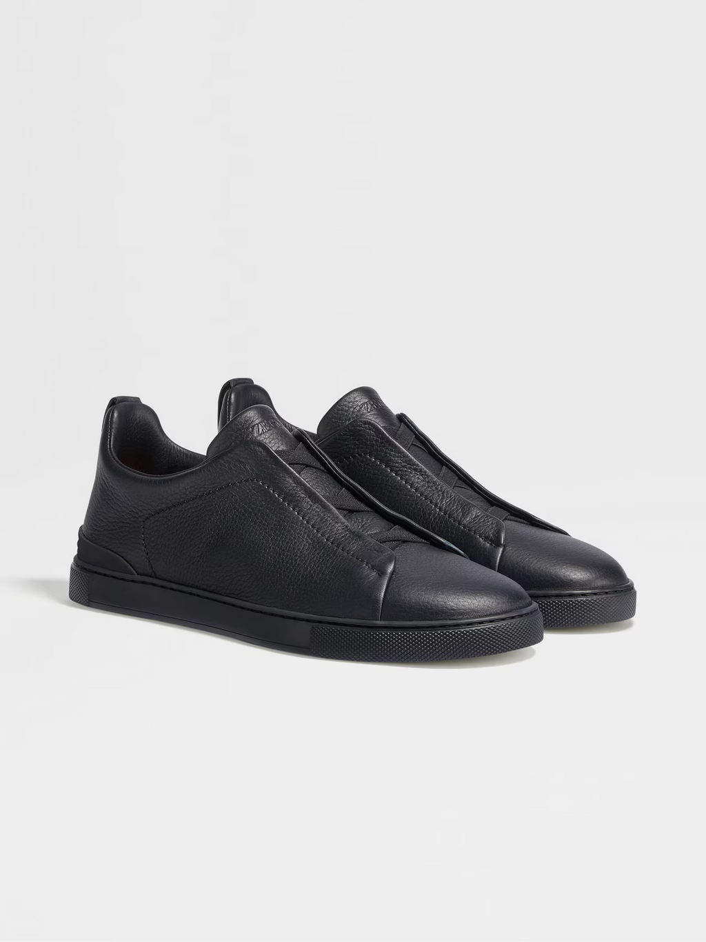 BASKETS ZEGNA TRIPLE STITCH™ EN CUIR DE CERF NOIRE