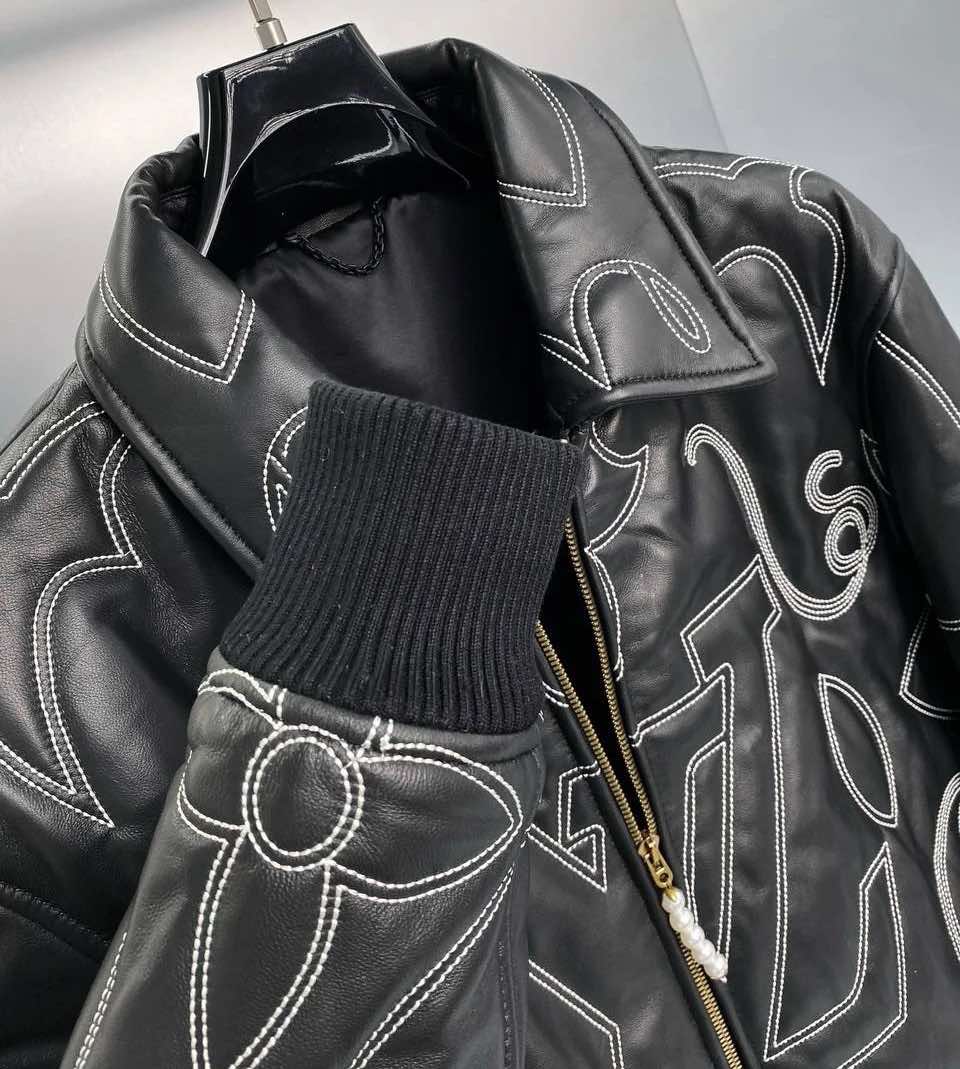 Bomber Brodé en Cuir