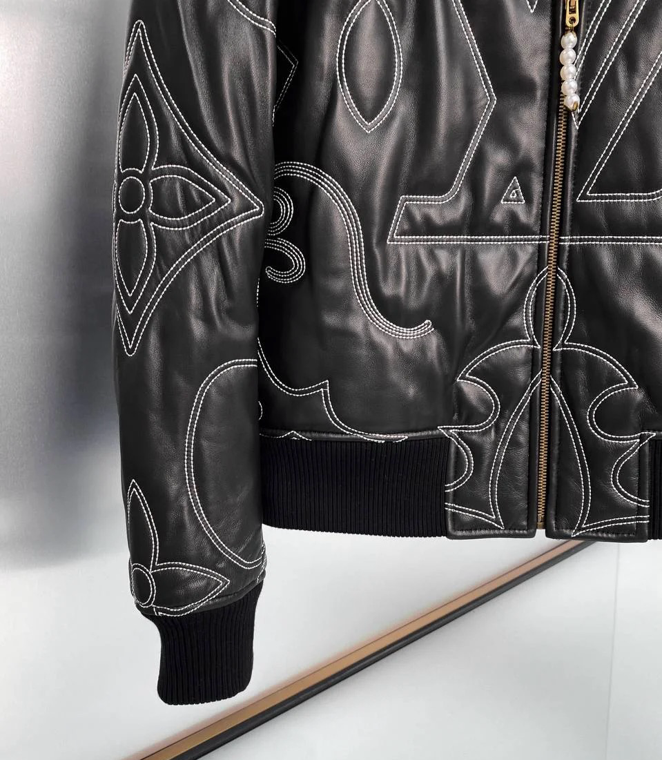 Bomber Brodé en Cuir