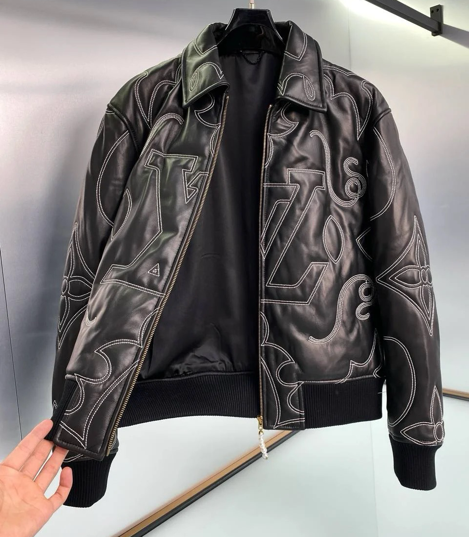 Bomber Brodé en Cuir