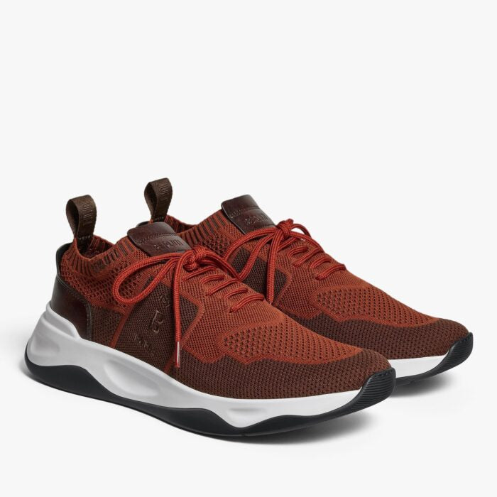 BASKETS BERLUTI SHADOW VENEZIA EN MAILLE STRETCH EN ORANGE