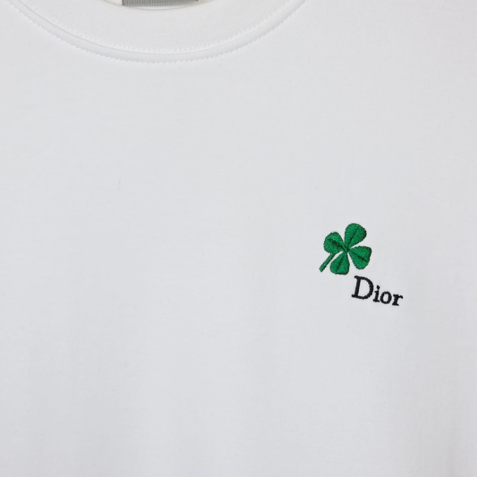T-Shirt Christian Dior - À broderie Dior Clover - coupe regular - Blan