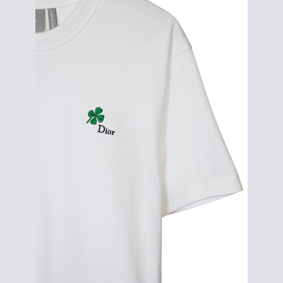 T-Shirt Christian Dior - À broderie Dior Clover - coupe regular - Blan