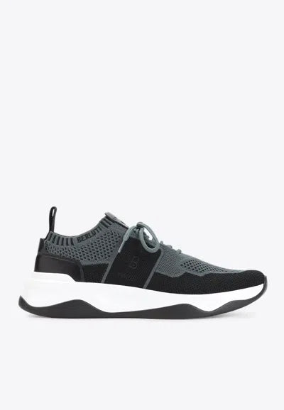 BASKETS BERLUTI SHADOW VENEZIA EN MAILLE STRETCH EN GRIS BLEUATRE