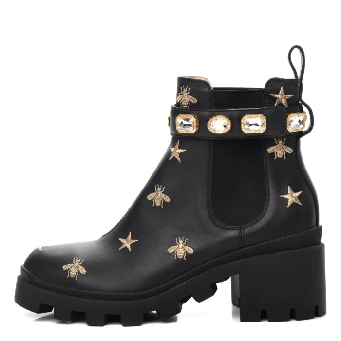 BOTTINES GUCCI ORNNEES EN NOIR