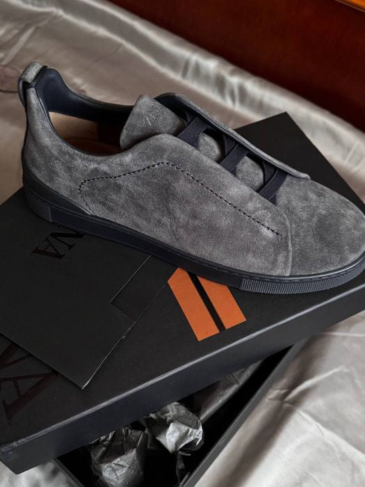 baskets triple stitch™ en cuir de cerf gris noir