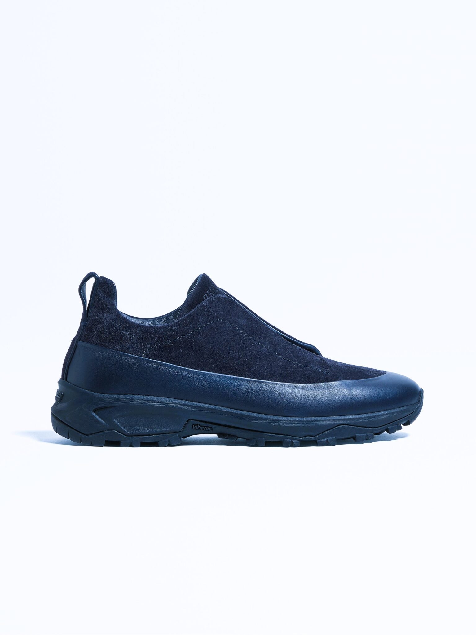 BASKETS ZEGNA TRIPLE STITCH™ MONTE EN CUIR ET VEAU VELOURS EN BLEU