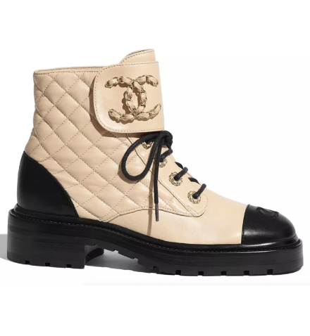 BOTTINES CHANEL MATELASSEES EN BEIGE FONCE