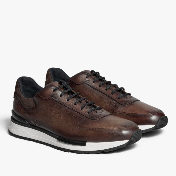 BASKETS FAST BERLUTI TRACK EN CUIR DE VEAU EN MARRON CAFE