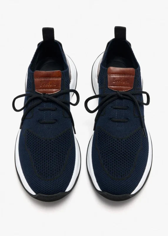 BASKETS BERLUTI SHADOW VENEZIA EN MAILLE STRETCH EN BLEU MARINE