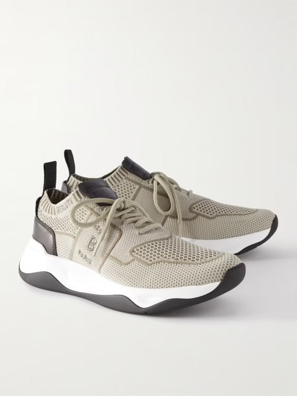 BASKETS BERLUTI SHADOW VENEZIA EN MAILLE STRETCH CUIR EN BLANC CASSE