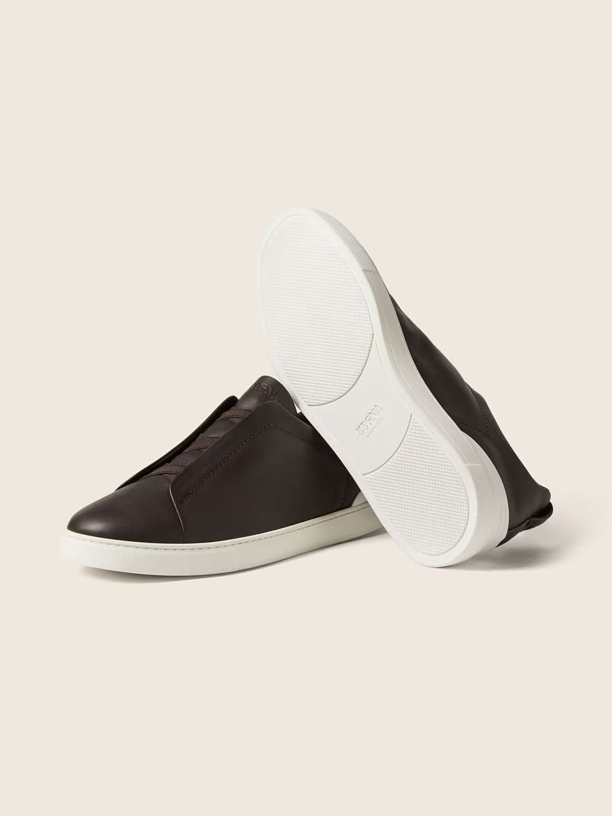 DARK BROWN TRIPLE STITCH™ SECONDSKIN SNEAKERS