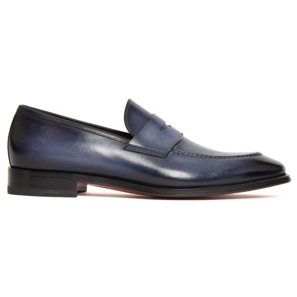 Mocassin Santoni - Penny Carlo - Cuir - Bleu