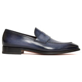 Mocassin Santoni - Penny Carlo - Cuir - Bleu