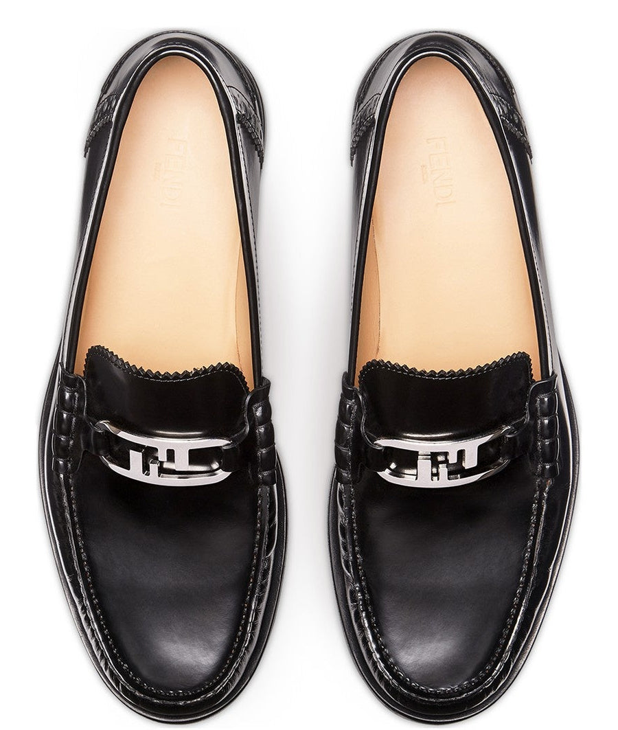 FENDI FF-plaque leather loafers