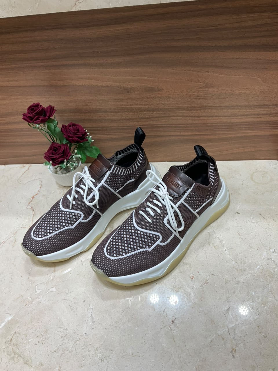 Espadrilles Berluti - Shadow - Maille et Cuir - Marron