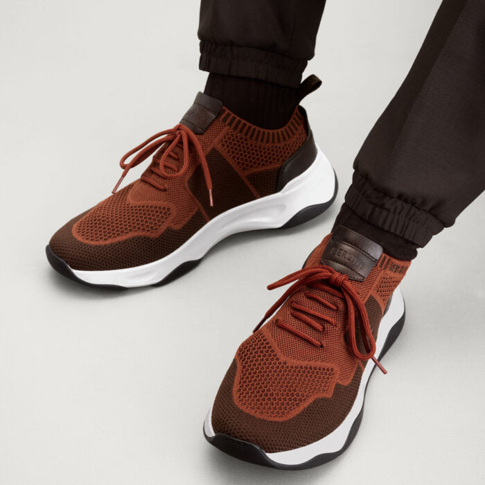 BASKETS BERLUTI SHADOW VENEZIA EN MAILLE STRETCH EN ORANGE