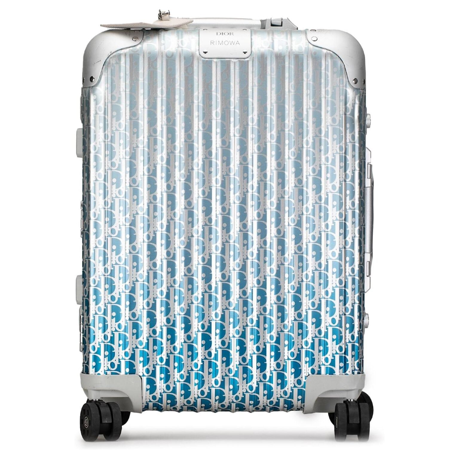 BAGAGE CABINE DIOR BLUE X RIMOWA EN ALUMINIUM DEGRADE BLEU