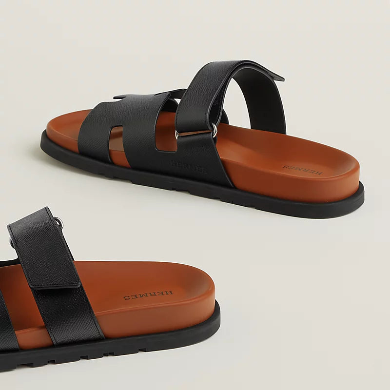 Sandales Hermes - Chypre - Noir/Naturel