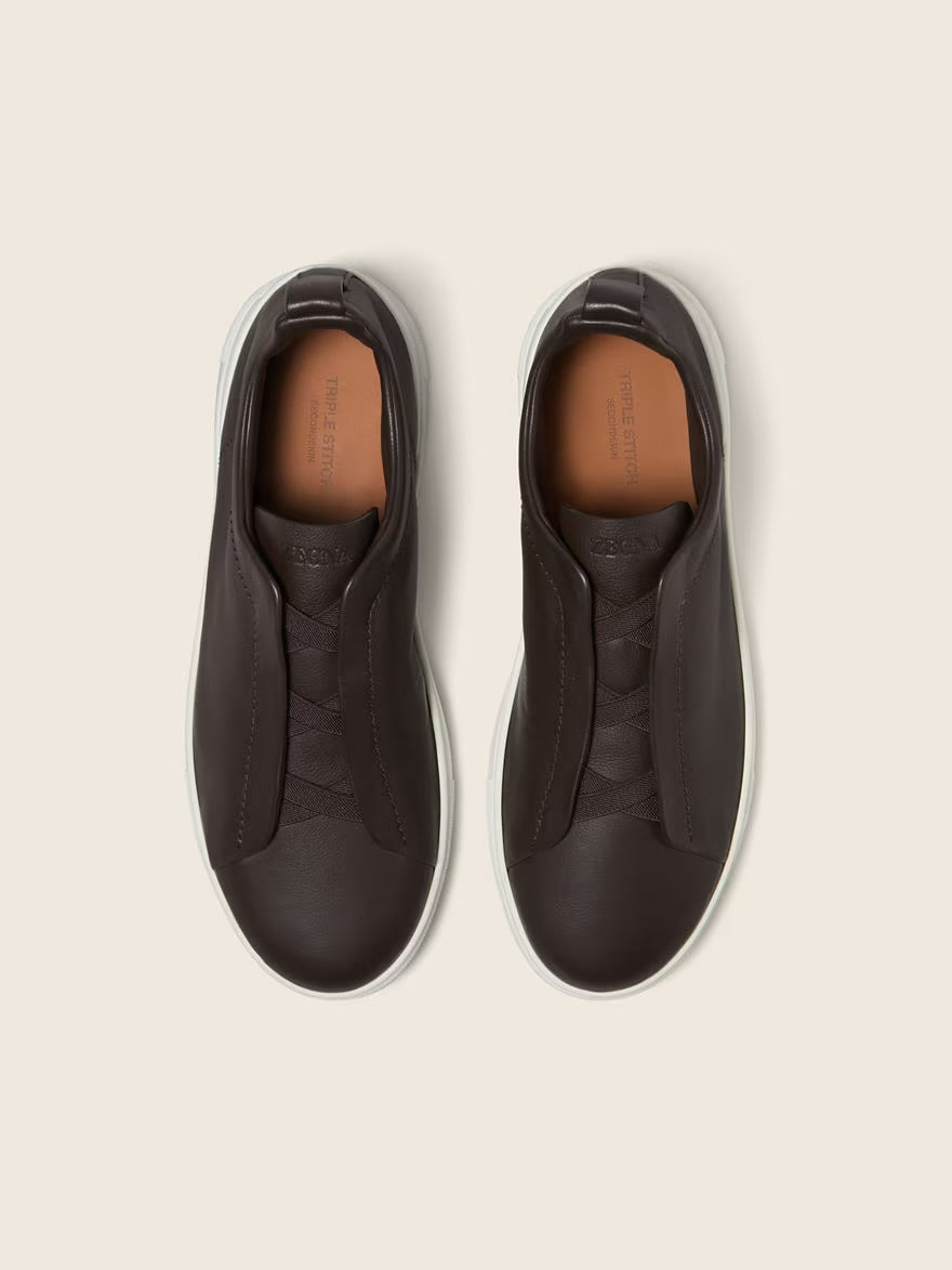 DARK BROWN TRIPLE STITCH™ SECONDSKIN SNEAKERS