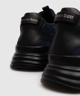 STEFANO RICCI Blue nubuck sneakers with logo