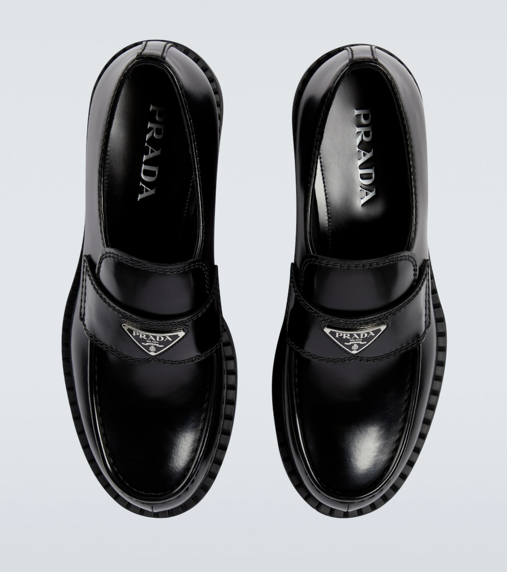 Prada Chocolate brushed leather loafers
