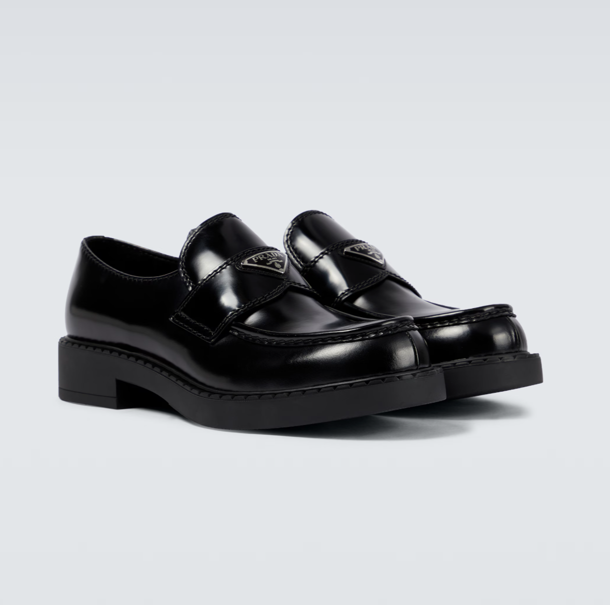 Prada Chocolate brushed leather loafers