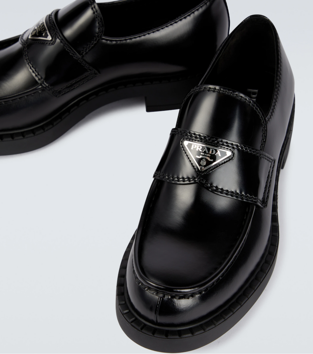 Prada Chocolate brushed leather loafers