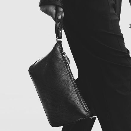 POCHETTE BERLUTI ZIPPEE TOUJOURS SOFT EN CUIR SCRITTO EN NOIR