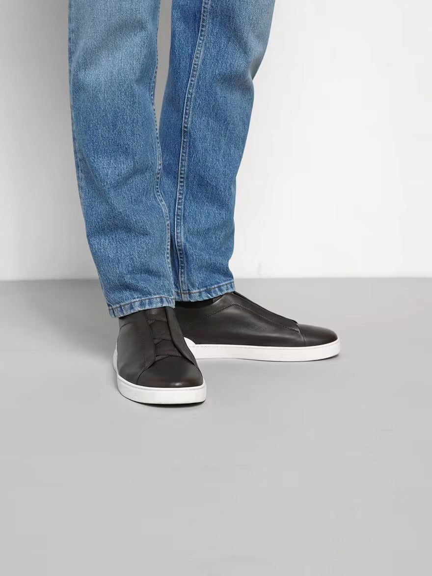 DARK BROWN TRIPLE STITCH™ SECONDSKIN SNEAKERS