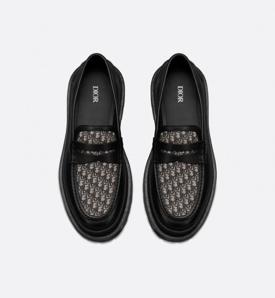 MOCASSINS DIOR EXPLORER JACQUARD OBLIQUE EN NOIR/BLANC