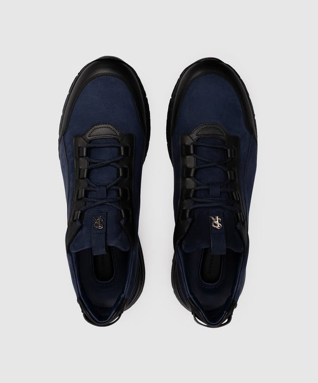 STEFANO RICCI Blue nubuck sneakers with logo