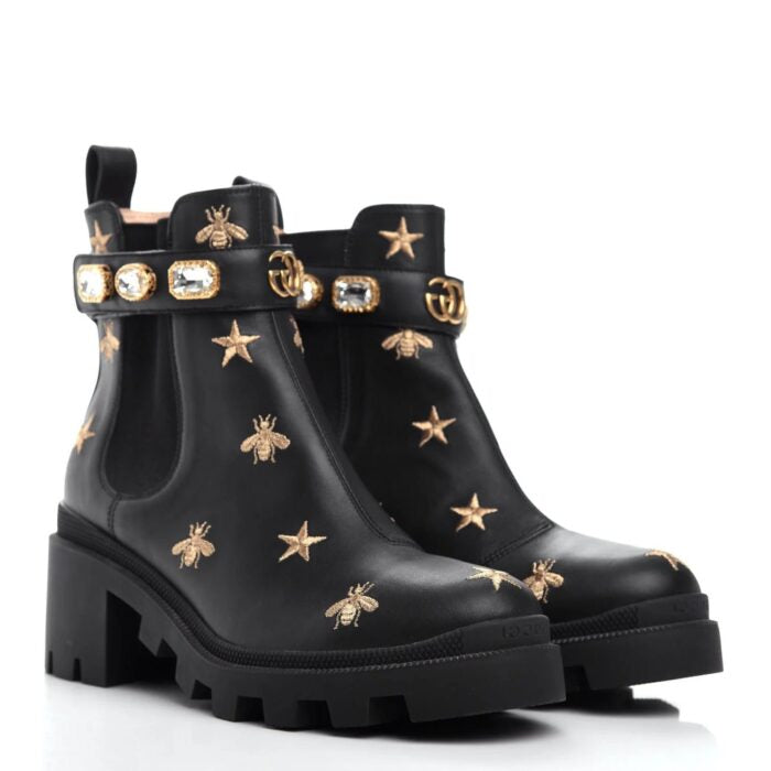 BOTTINES GUCCI ORNNEES EN NOIR