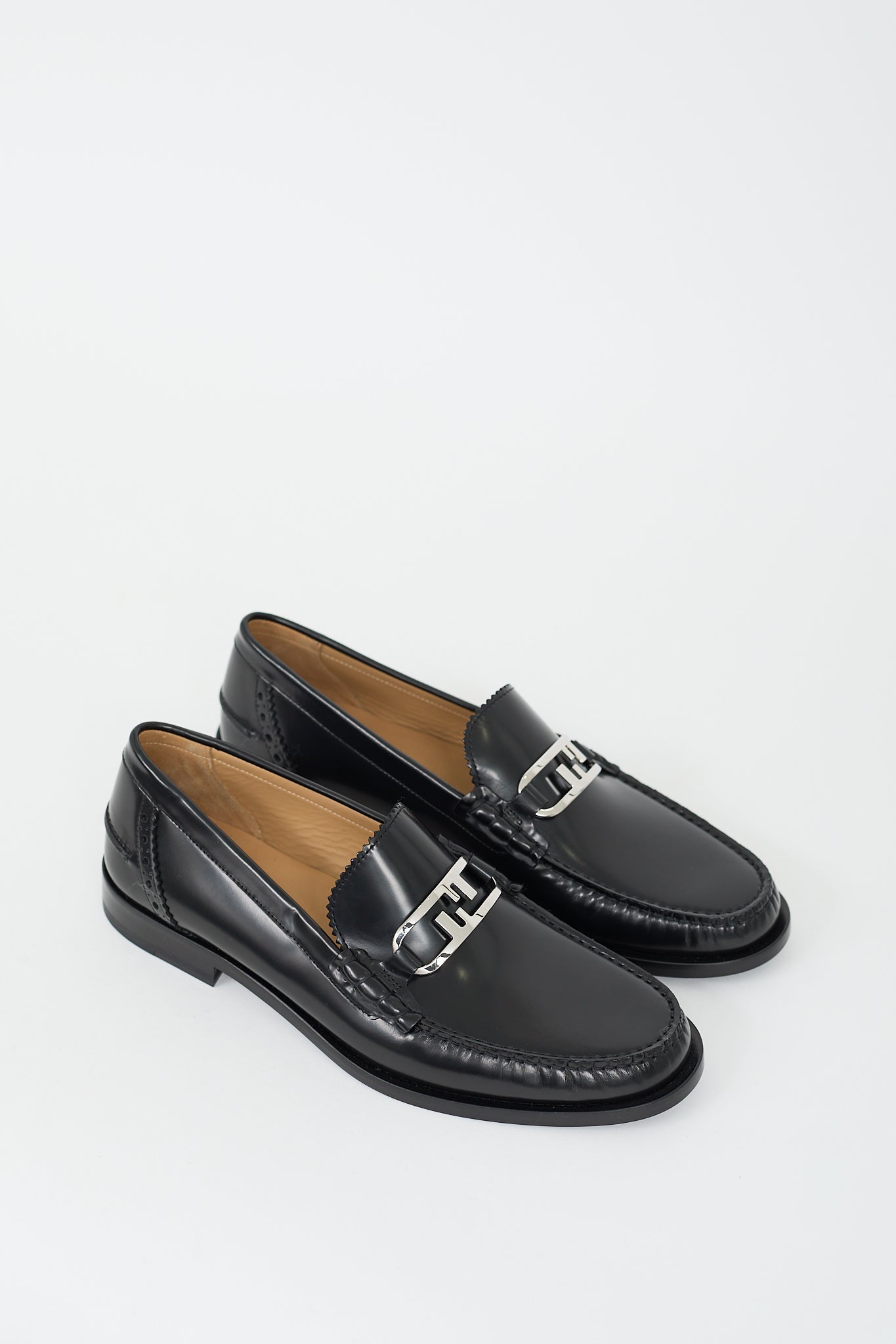 FENDI FF-plaque leather loafers